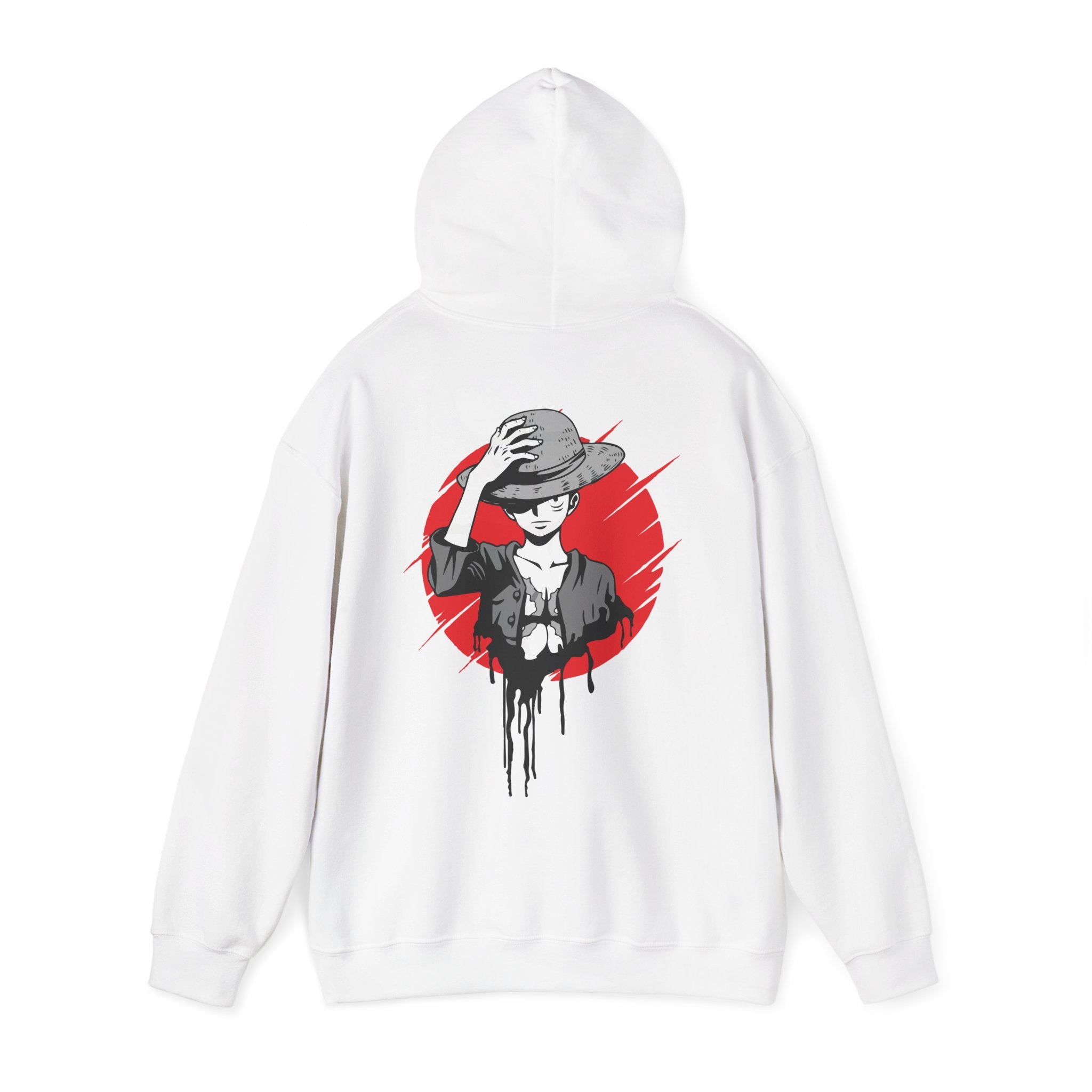 ONE PIECE LUFFY - Hoodie with Red Sun Back Print