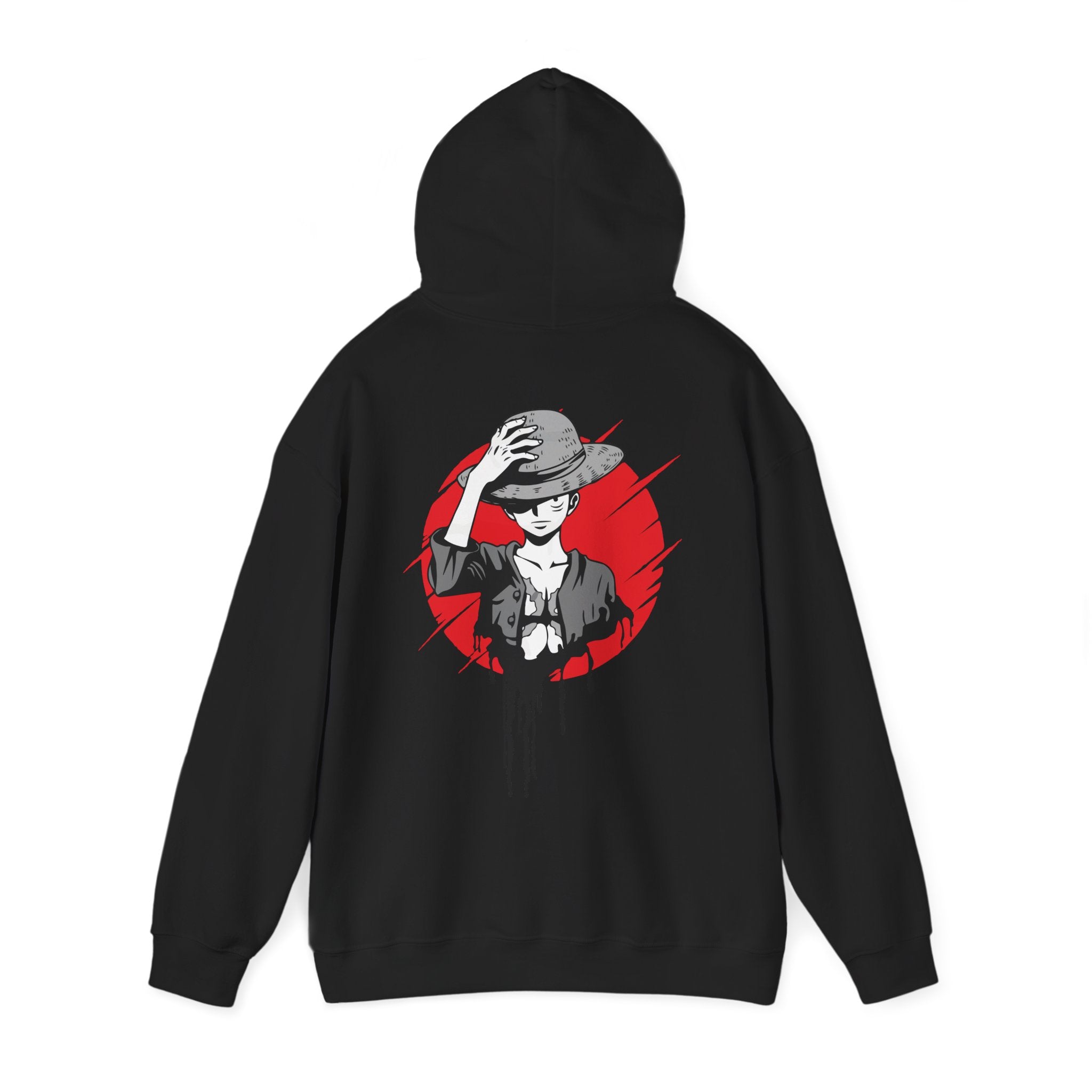 ONE PIECE LUFFY - Hoodie with Red Sun Back Print