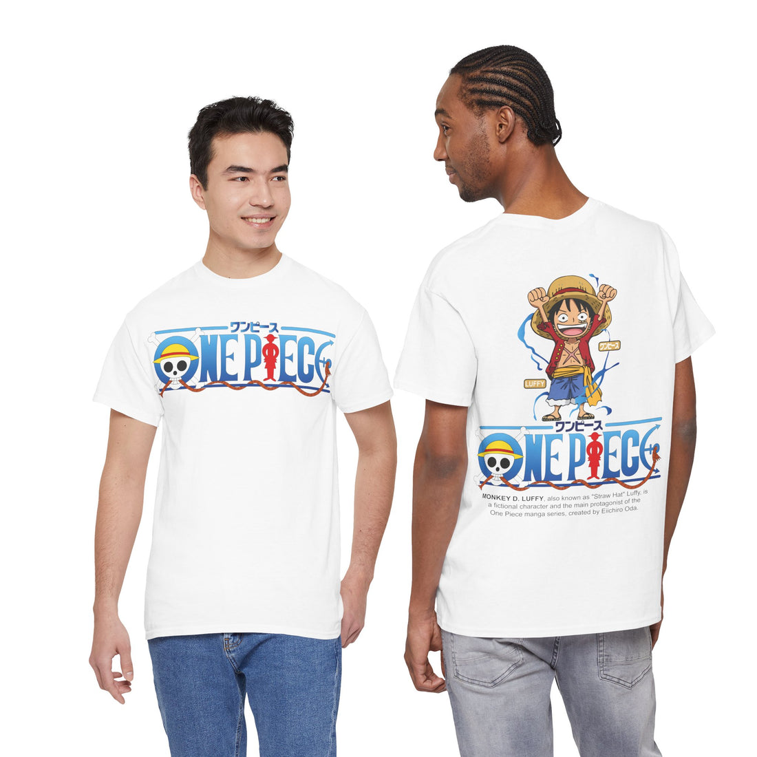One Piece Graphic T-Shirt – Luffy & Straw Hat Logo Anime Tee