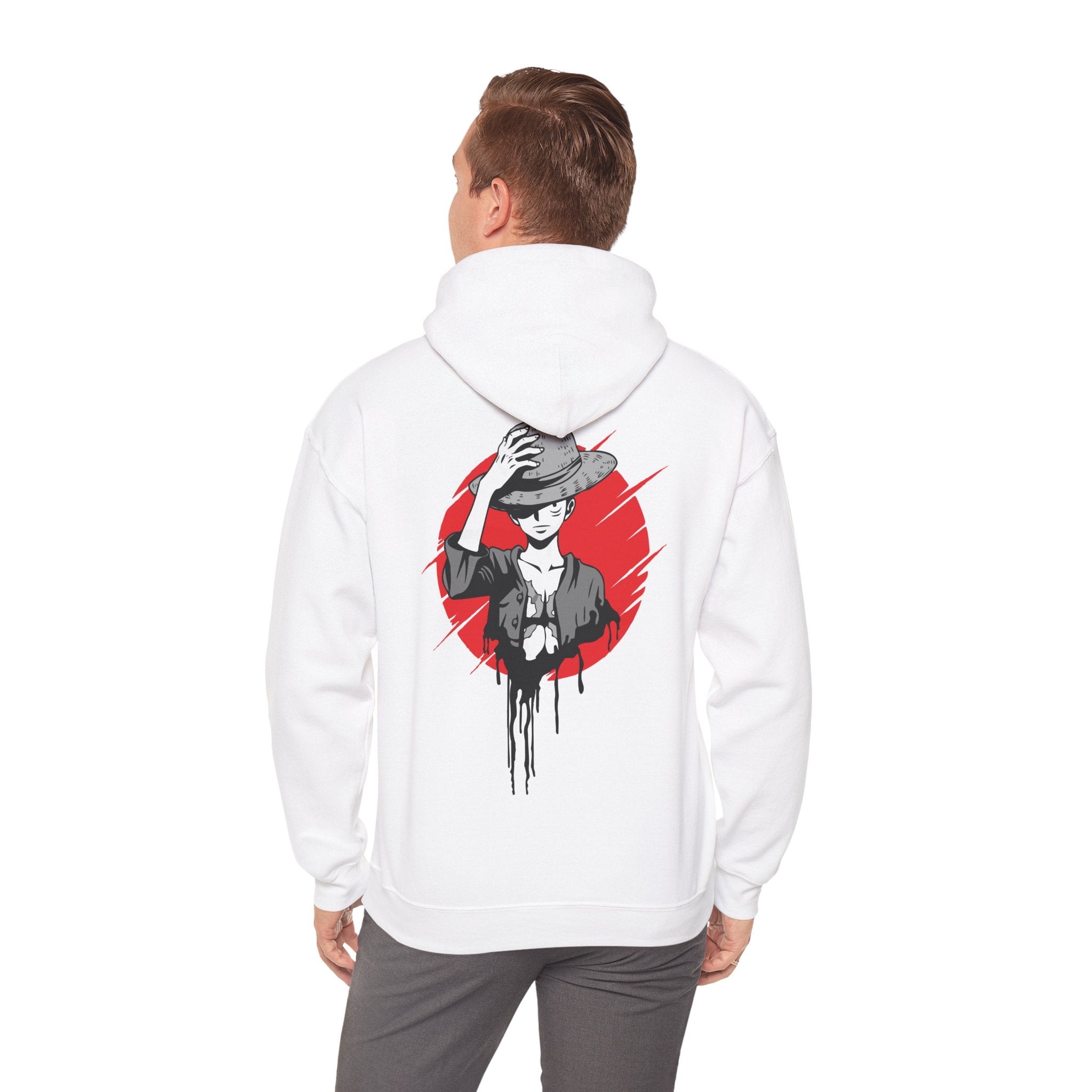 ONE PIECE LUFFY - Hoodie with Red Sun Back Print